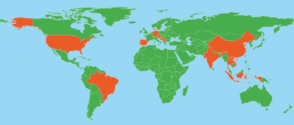 Auch in weiteren europäischen und interkontinentalen Ländern beraten Sie unsere kompetenten Partner zu den optimalen Lösungen für Ihre Anlagen.